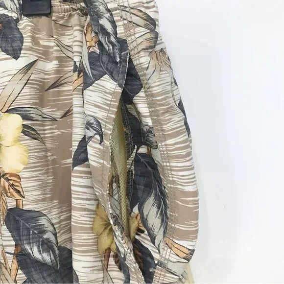 Tommy Bahama Tan Tropical Print Swim Trunks - Picture 5 of 13